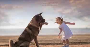 Les petits enfants et leurs grands chiens, par Andy Seliverstoff